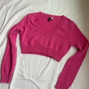 V-Neck Pink Women's Sweater